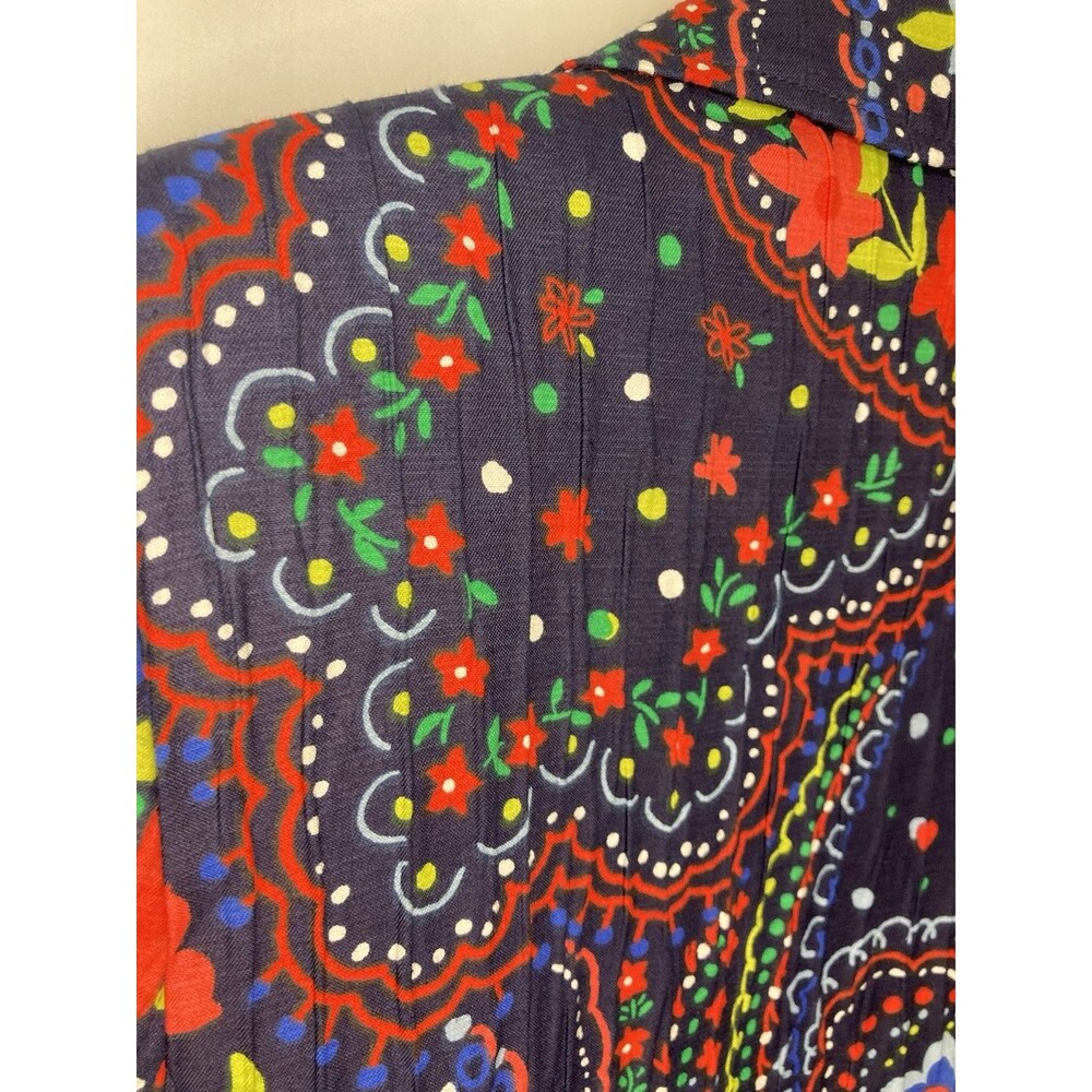 Alfred Dunner Womens Blazer Jacket 10 Navy Floral Paisley Open Front Crinkle - Picture 6 of 9